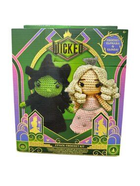 Wicked Crochet Kit Elphaba & Glinda 2-Pack DIY Craft Set For Ages 6+
